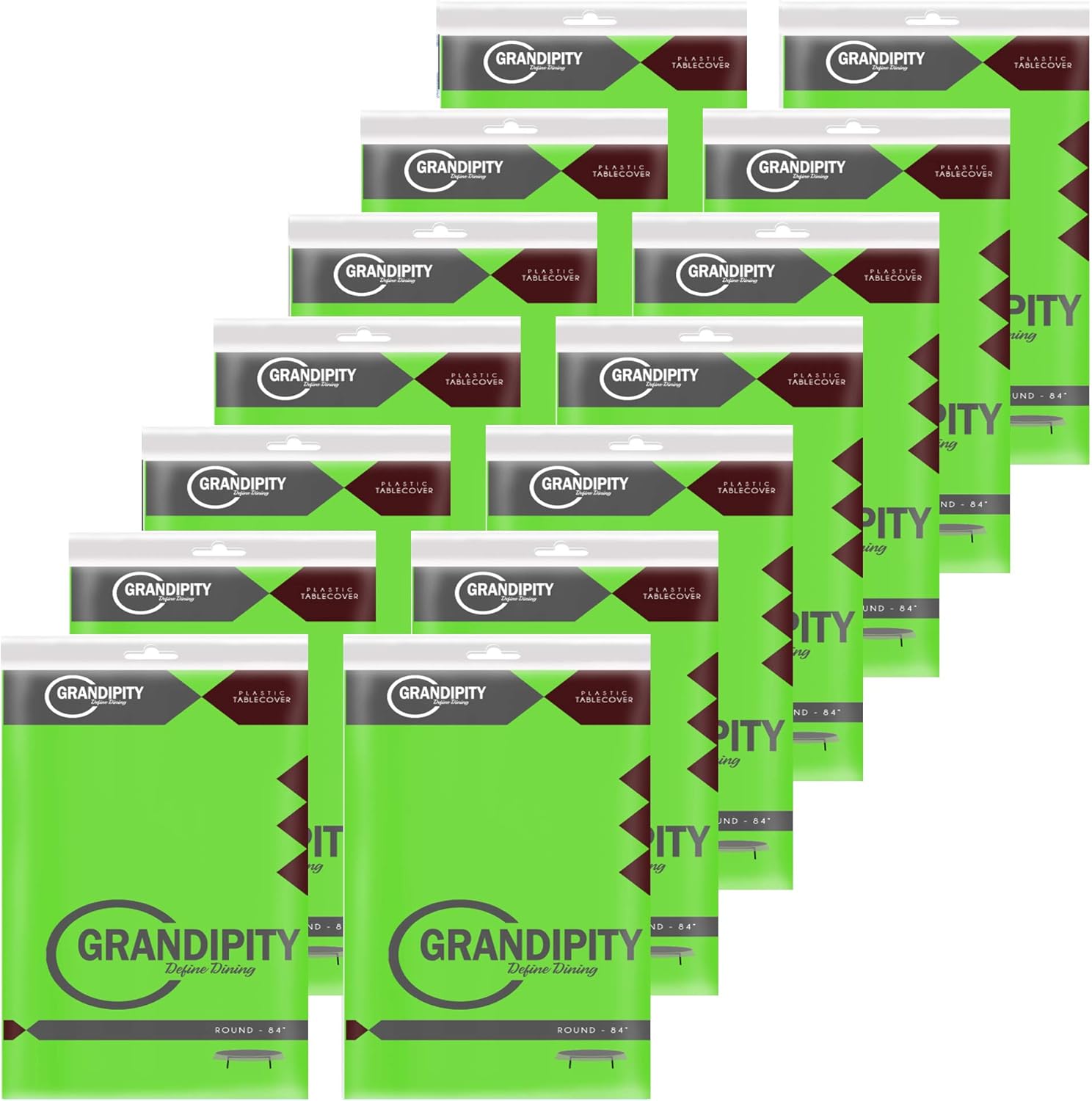 Lime Green 12 Pack Premium Disposable Plastic Tablecloth 84" Inch Decorative Round Table Cover By Grandipity: Home & Kitchen