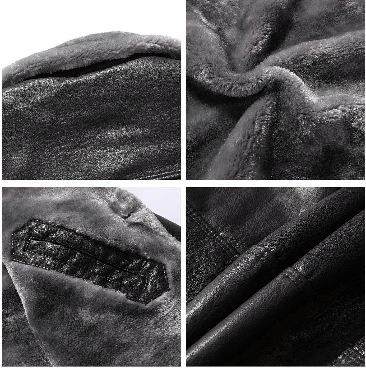 Men's Faux Leather Jackets Winter Fleece Sherpa Lined Trench Coats Long Heavyweight Motorcycle Jackets Vintage Coats