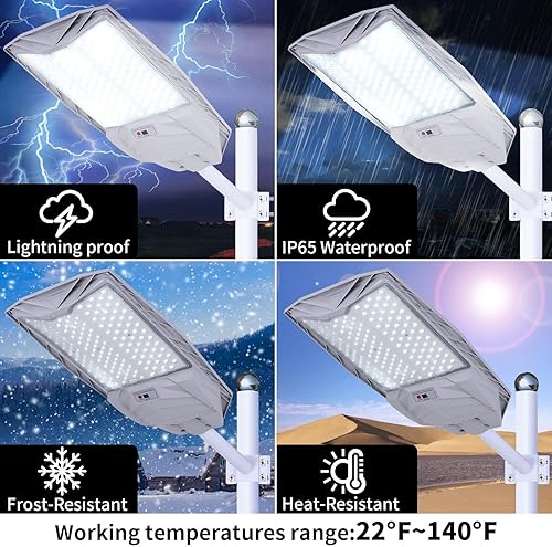 Miniatura 2 de Luz solar de calle de 8000 W 6500 K 800000 lm  Encendidoapagado automático del atardecer al amanecer, luz de calle solar IP65 impermeable, sensor de