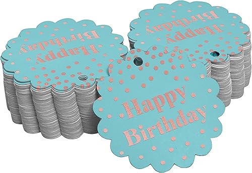 Miniatura 338 de Etiquetas colgantes para botellas de feliz cumpleaños, paquete de 100 unidades Blanco,Aqua Blue,Negro,Azul,Azul turquesa oscuro,Rosa