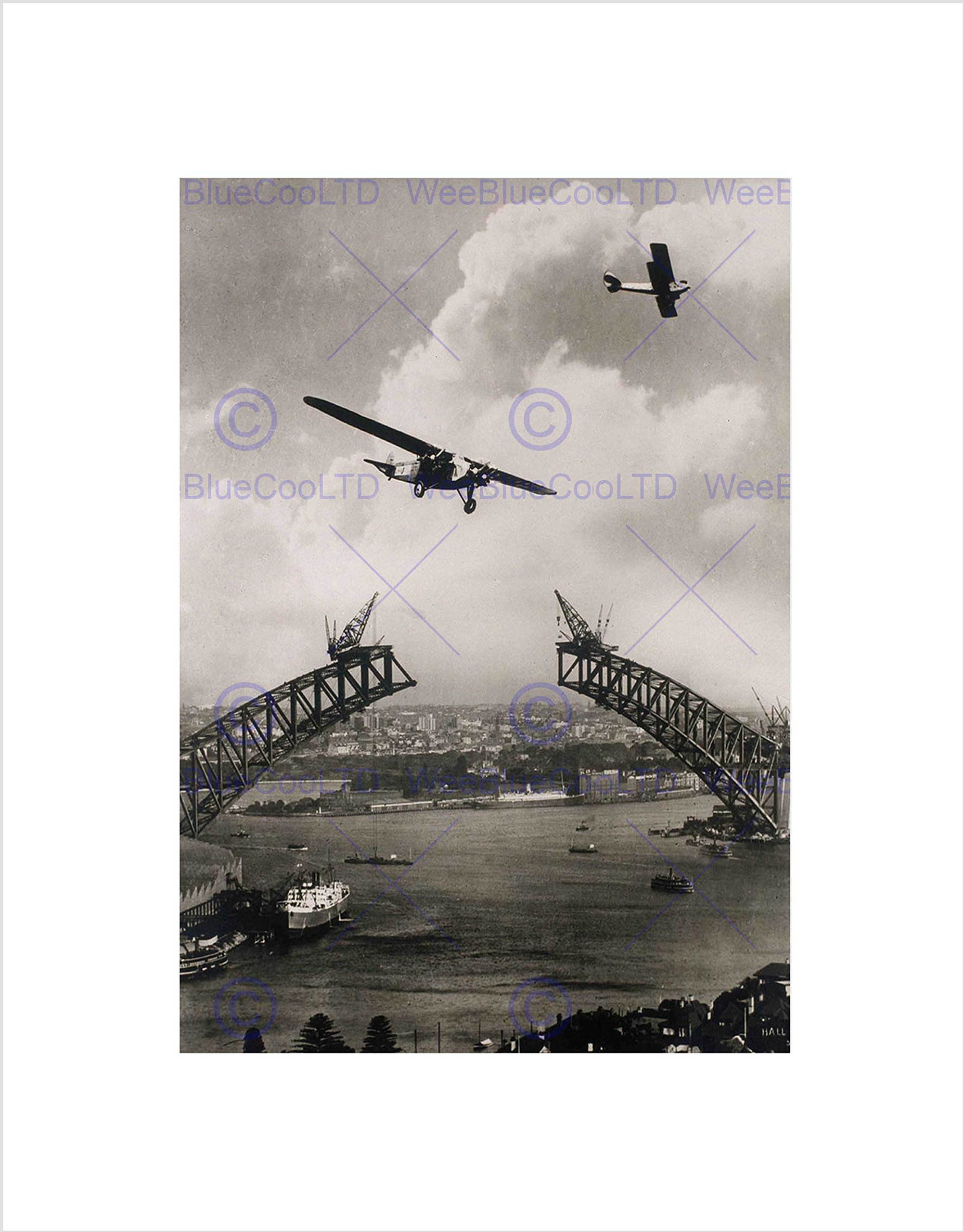Wee Blue Coo Vintage Architecture Sydney Harbour Bridge Wall Art Print