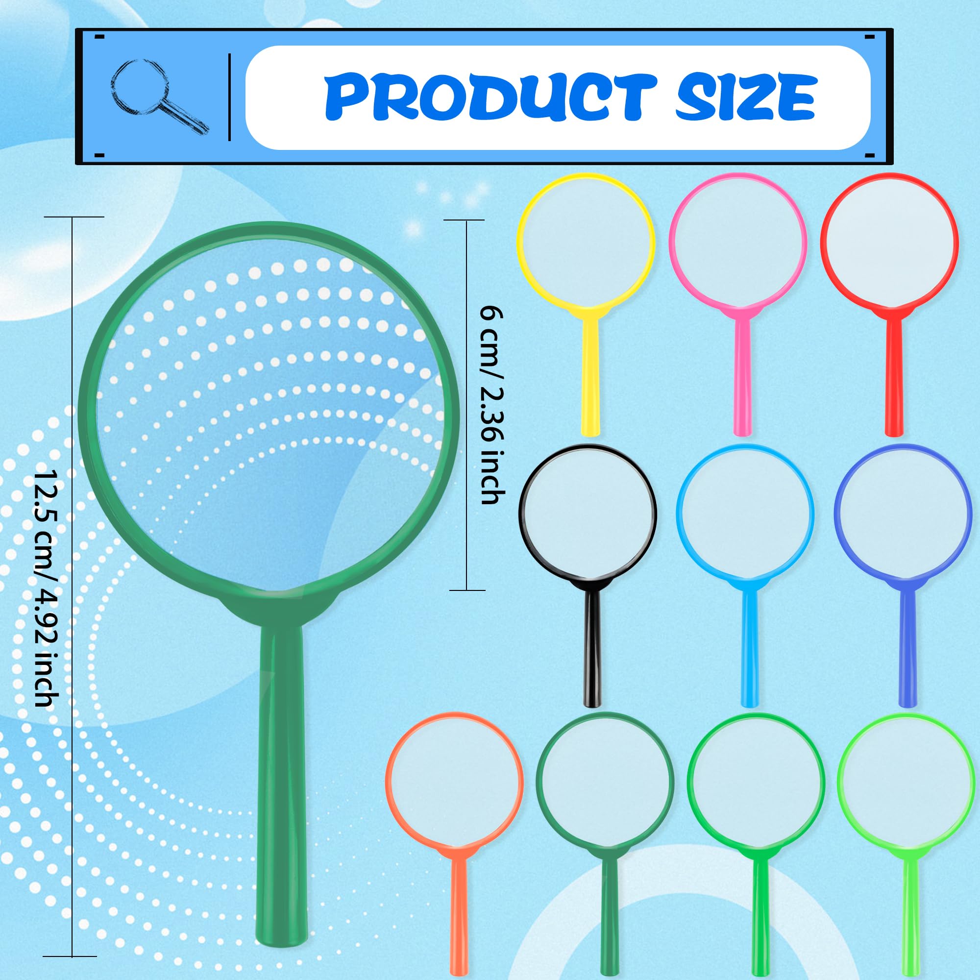 40 Pack Kids Mini Magnifying Glasses 5X Plastic Magnifier Colorful Hand Lens for Children Class Reading Outdoor Science Exploration Supplies - Image 2