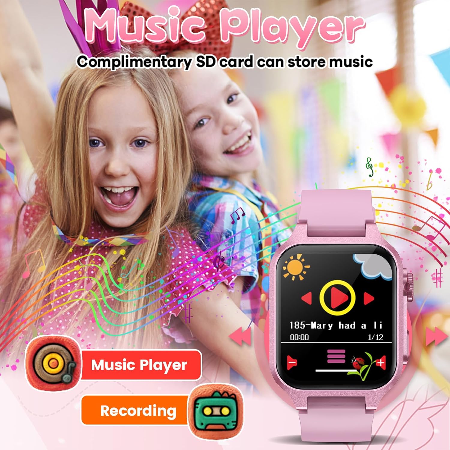 Smart Game Watch for Kids with 32 Games, Telescopic Camera, Pedometer, Alarm, Video, Music, Auidobook, Learn Card, Parental Control, Kids Wrist Watch for Ages 4-12 Girls Boys Chrismars Birthday Gifts