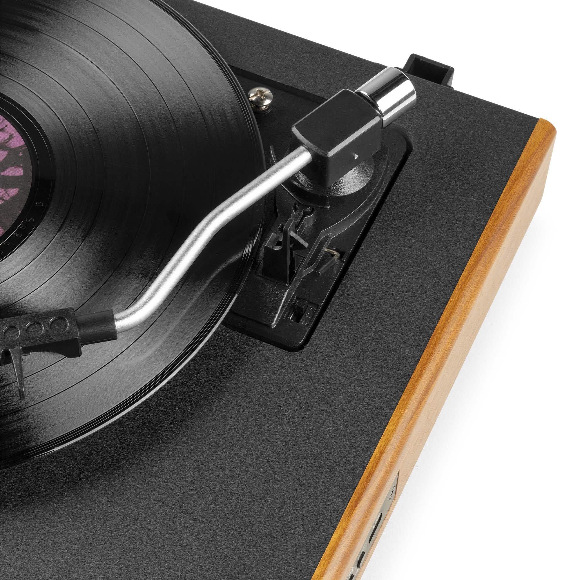 Audizio RP335 - Plattenspieler mit Lautsprecher 2 X 40 Watt, Bluetooth Schallplattenspieler, 33/45 und 78 U/min, Vinyl Player, Record Player mit Vorverstärker, USB, Cinch, Auto-Stop