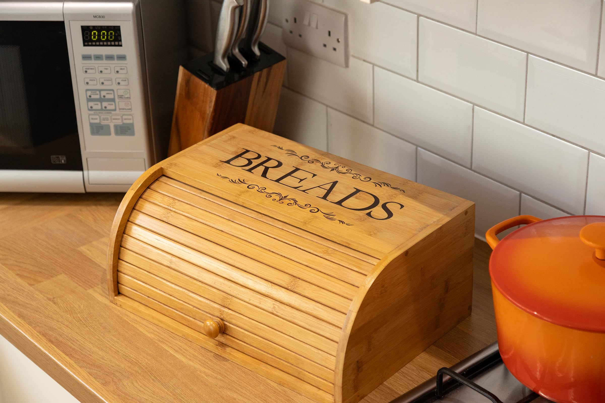 Cookbook People Original Rolltop Bread Box Bamboo Storage Bin