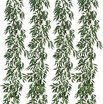 RECUTMS Vins artificiels Ivy Garlands 2Pcs 6.56Ft Faux Greenery Plant Faux Vert Feuilles de raisin Rattan pendaison Décor pour intérieur extérieur Accueil Mariage Plage Anniversaire Fête Jardin Table Arch Backdrop Décor