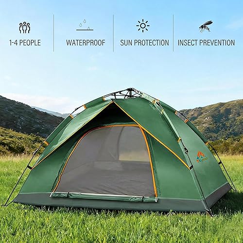 Miniatura 3 de Tienda de campaña impermeable de instalación rápida para 4 personas con red de insectos, tienda de campaña desplegable instantánea para acampar