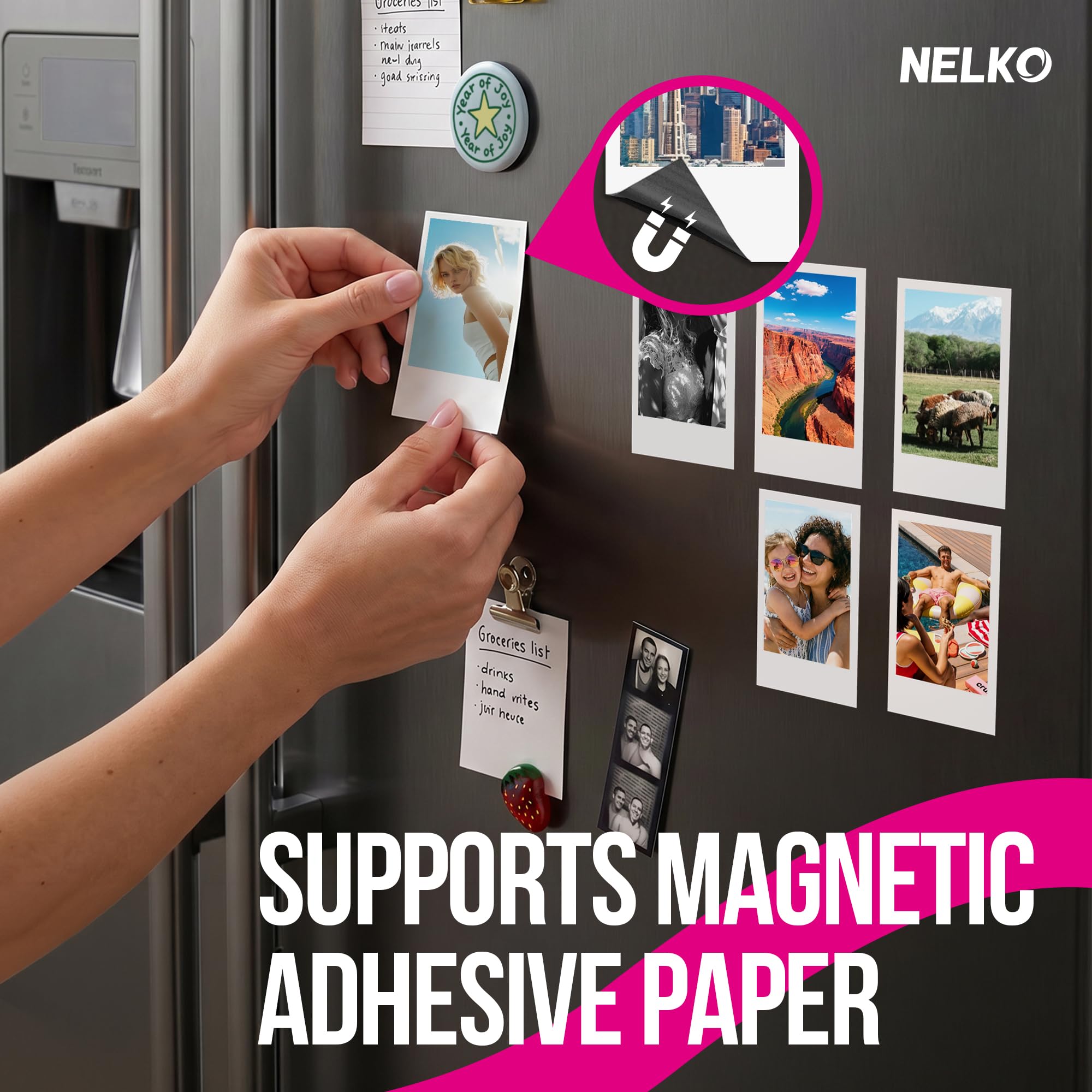 Nelko Fotodrucker, PP02 Tragbarer 4-in-1 Drucker für Klebepapier, Magnetpapier, Wassertransfer & Wärmetransferpapier, Bluetooth, kompatibel mit iOS & Android, mit App-Bildbearbeitung, Elfenbein