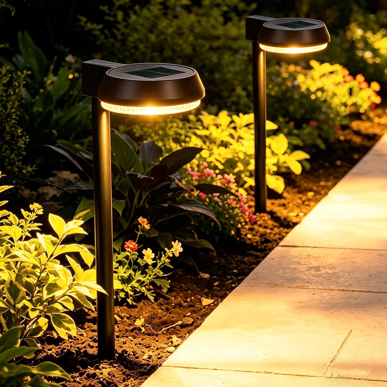 Bright Solar Pathway Lights Outdoor,Dusk to Dawn Solar Driveway Lights,Good Battery Life Yard Light for Walkway Lawn Sidewalk Outside Garden
