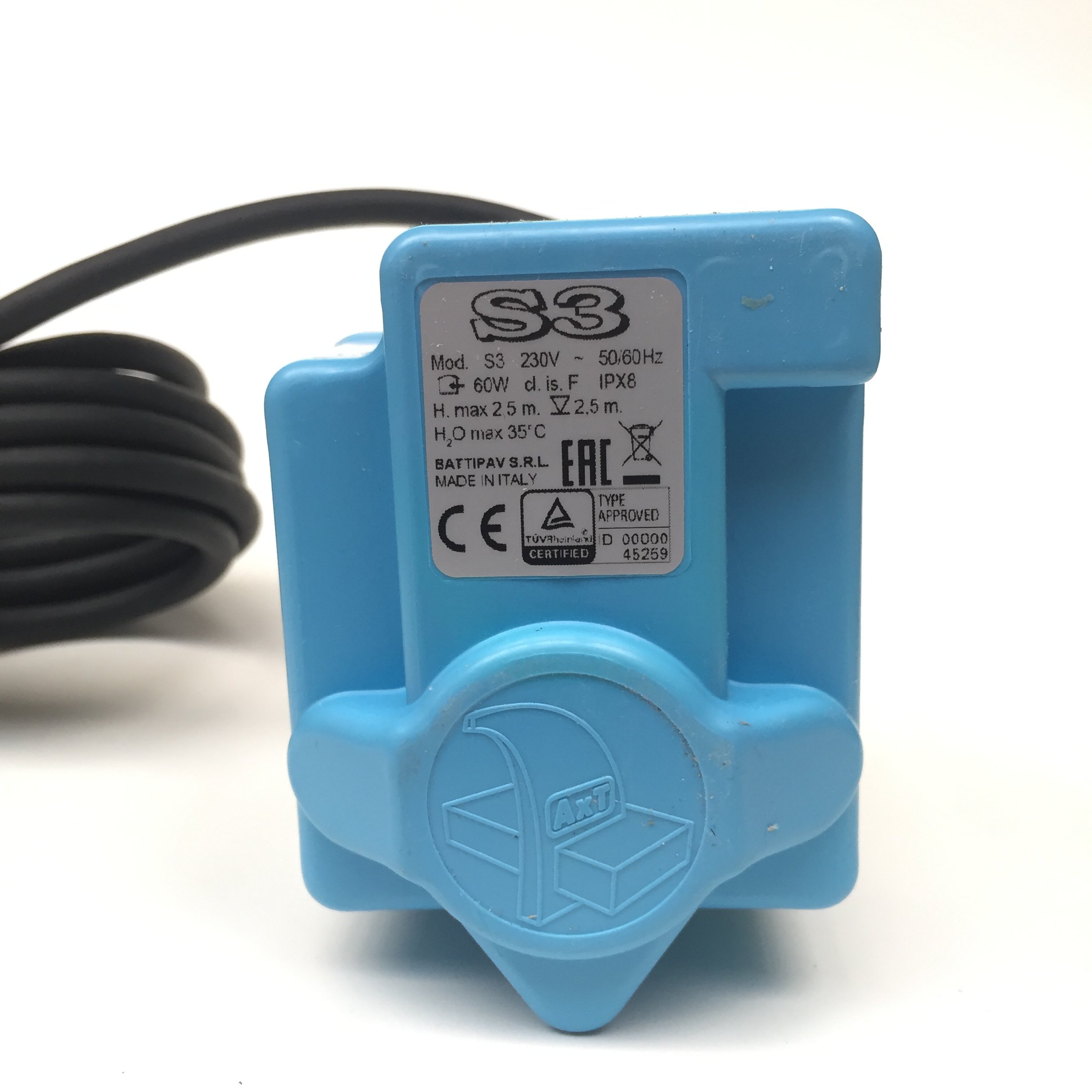 Bomba de agua original BATTIPAV. S3/P3, submersible, para sierras de piedra, 1600 l/h, azul y negro