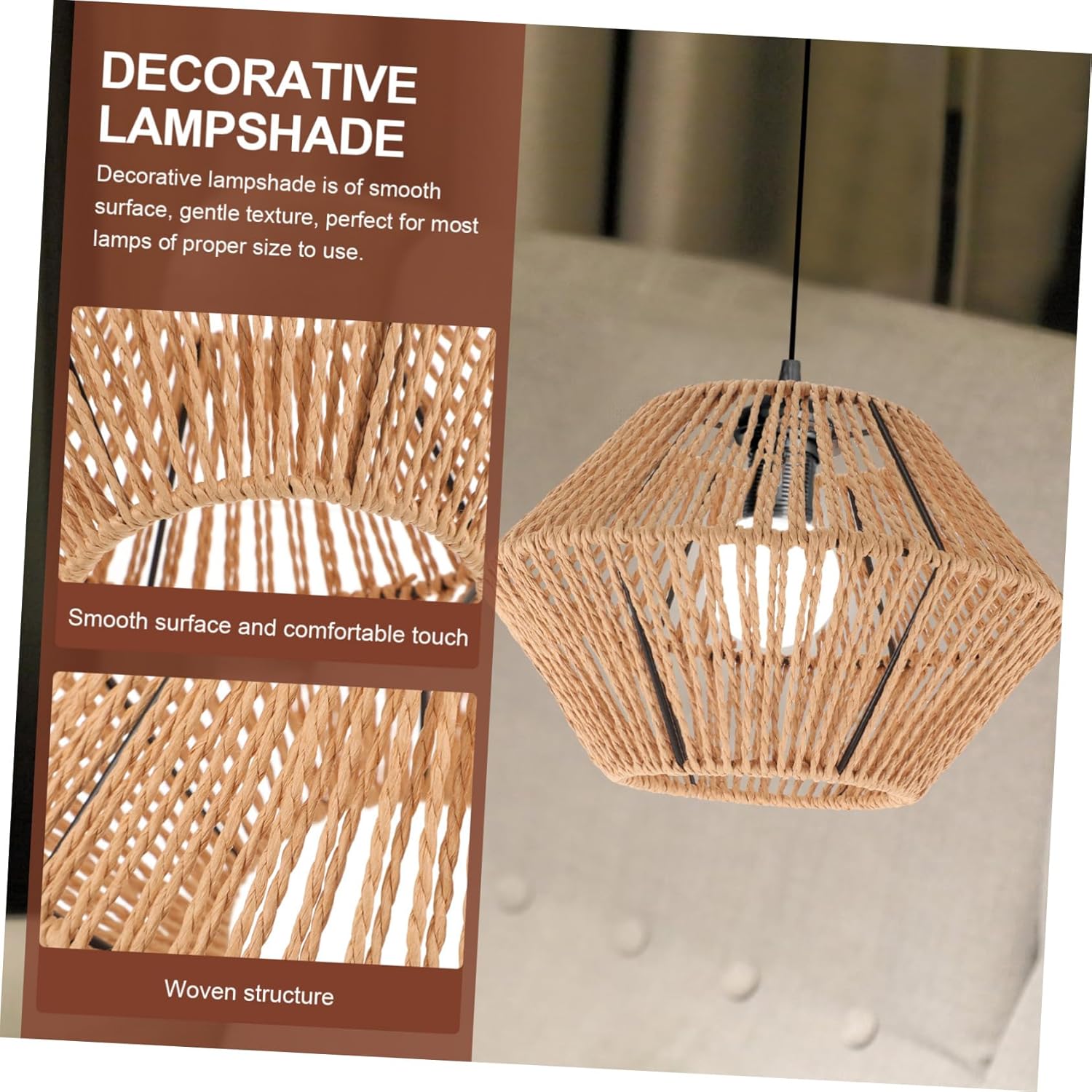 Homoyoyo Rustic Woven Rattan Pendant Lamp Shade Handcrafted Decorative Lantern Style Lampshade for Home Restaurant and Hotel Use Lightweight and Easy to Install