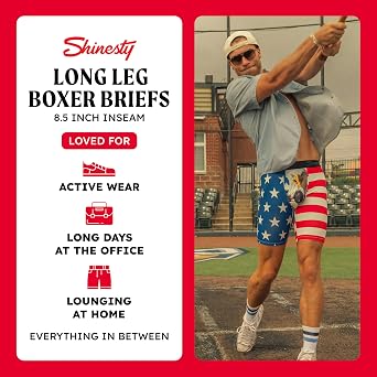 Shinesty Long Leg Boxer Briefs for Men - Support Ball Hammock Underwear