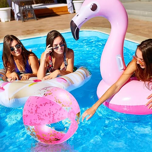 Miniatura 3 de Pelota inflable de 16 pulgadas con purpurina para playa confeti bolas de playa bolas de arena rosas para adultos niños niñas juguete de playa para