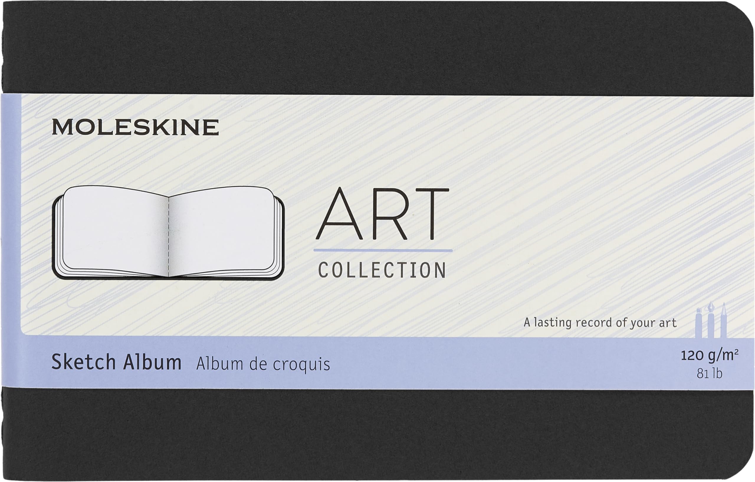 Moleskine Art Sketch Album, Hard Cover, Pocket (3.5" x 5.5") Plain/Blank, Black, 72 Pages