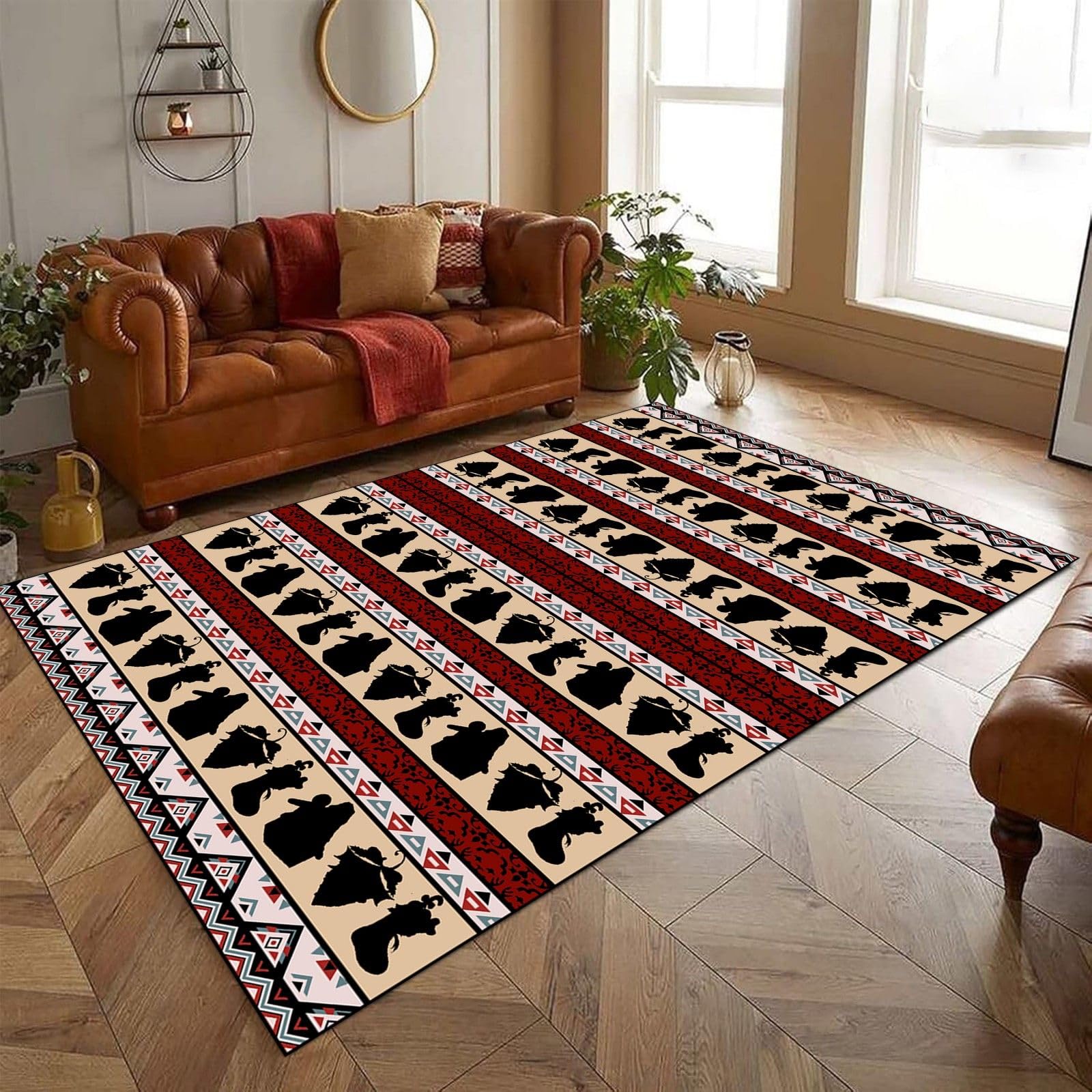 ZLXMN Western Cowboy Area Rug 70x140cm South West Native Non-Slip Soft Rug Washable Large Boho Livingroom Throw Carpet for Home Farmhouse Bedroom Bedside Entryway Door Mat