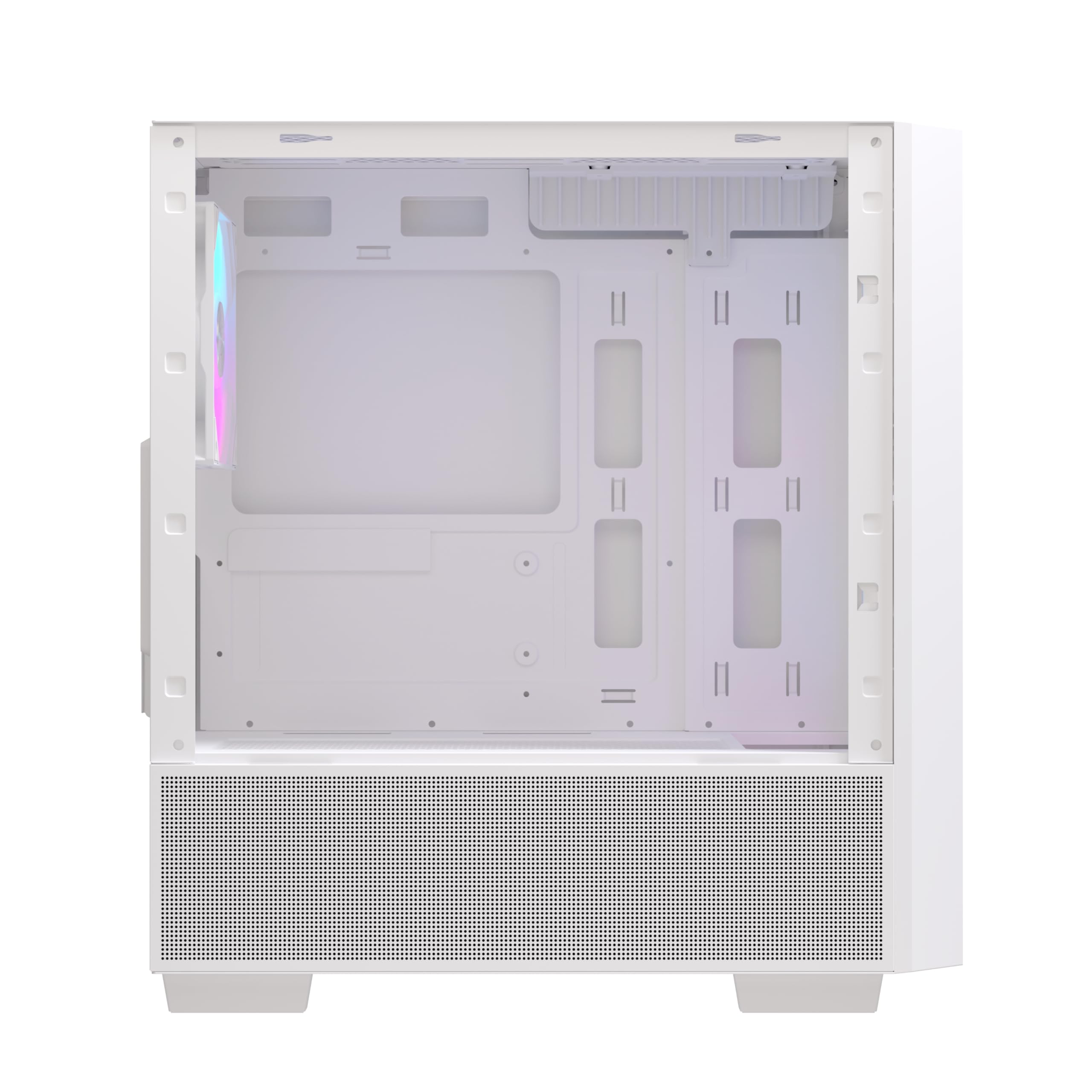 PULSE PM150 White RGB Case PC Gaming Micro-ATX Mini-Tower, 3 Ventole PWM RGB Incluse, Supporto fino a 5 Ventole, Raffreddamento a Liquido 240mm, Vetro Temperato, USB-C