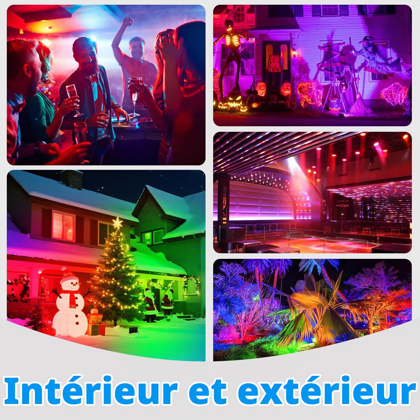 Projecteur LED RGB, T-SUNUS 100W Projecteur LED Couleur Extérieur WIFI avec APP Bluetooth et Télécommande, IP66 Etanche pour Fête Party Arbre Noël 2 Pièces