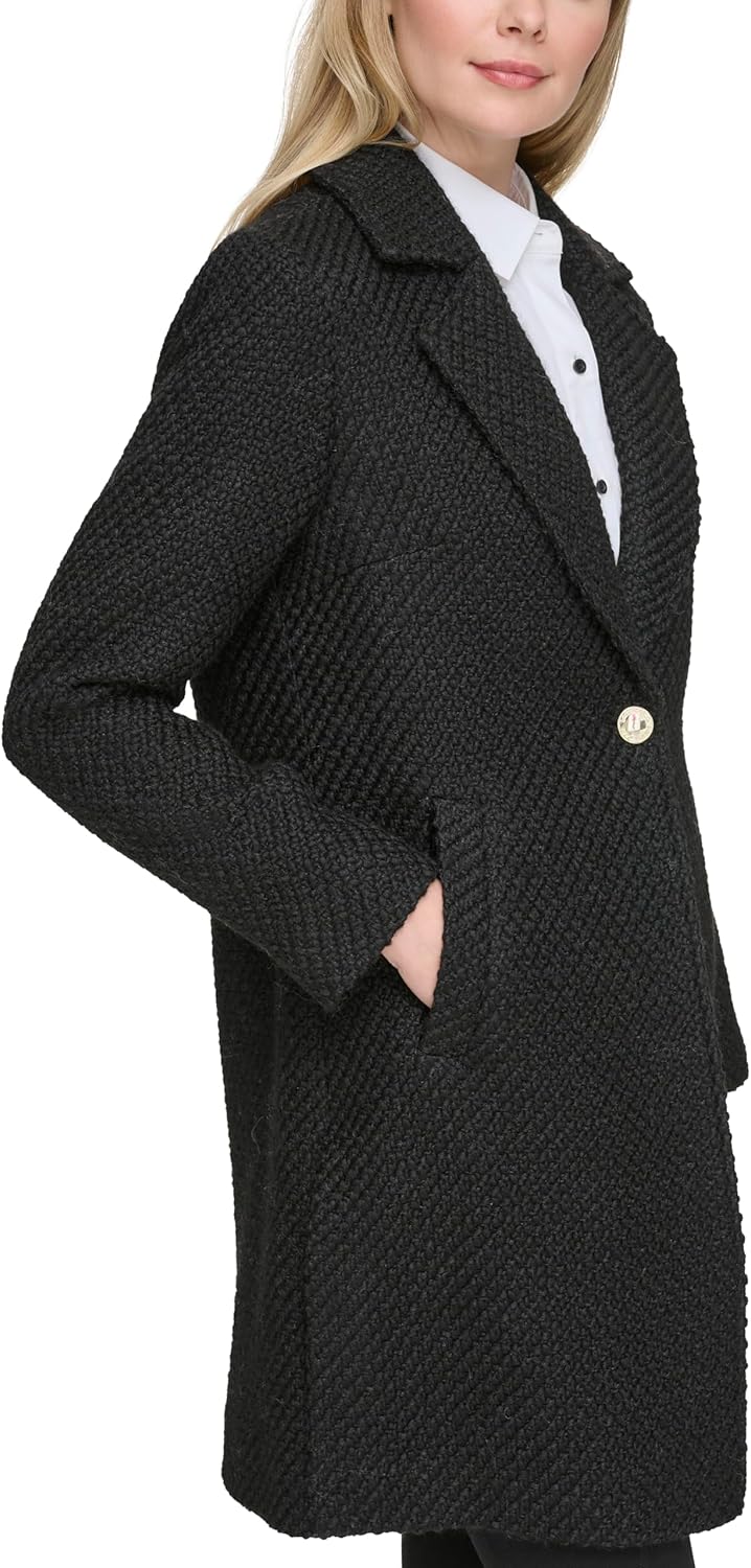 KARL LAGERFELD Womens Solid Texture Wool Classic One Button Blazer - Image 3