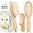 Baby Hair Brush and Comb Set for Newborn - Wooden with Soft Goat Bristle, Newborns Girl, Boy, Toddler Cradle Cap (Oval, Walnut)