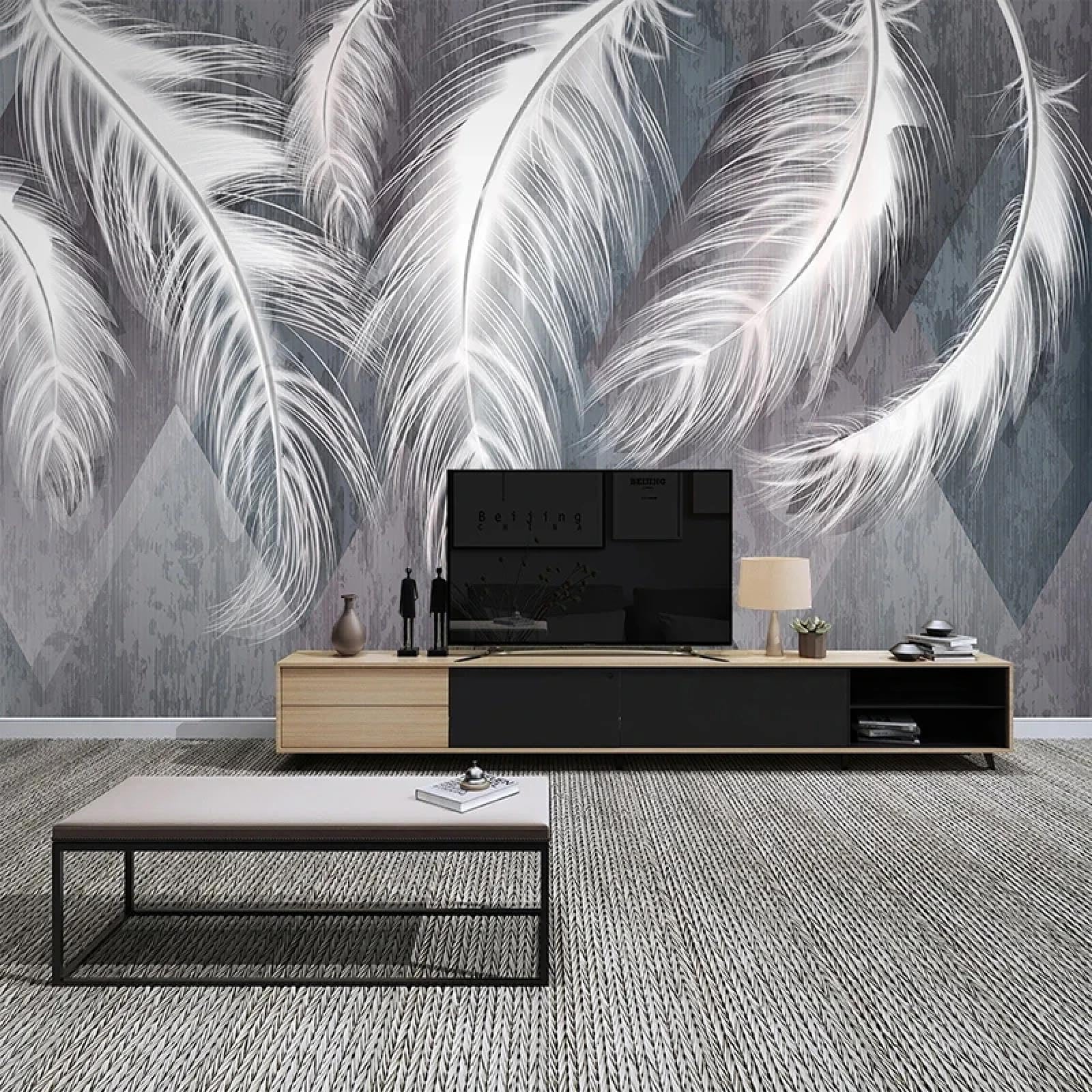 3D tapeta abstrakcyjne szare pióro obraz ścienny salon sofa tło dekoracja domu sztuka ścienna