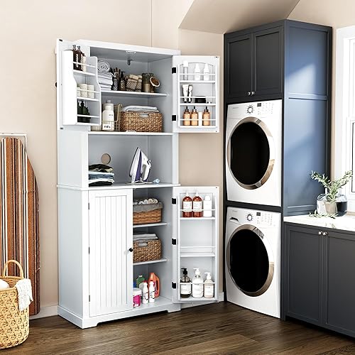 Miniatura 4 de HLR Armario de almacenamiento de despensa de cocina de 72 pulgadas, armario de despensa independiente, armario de cocina con soporte para