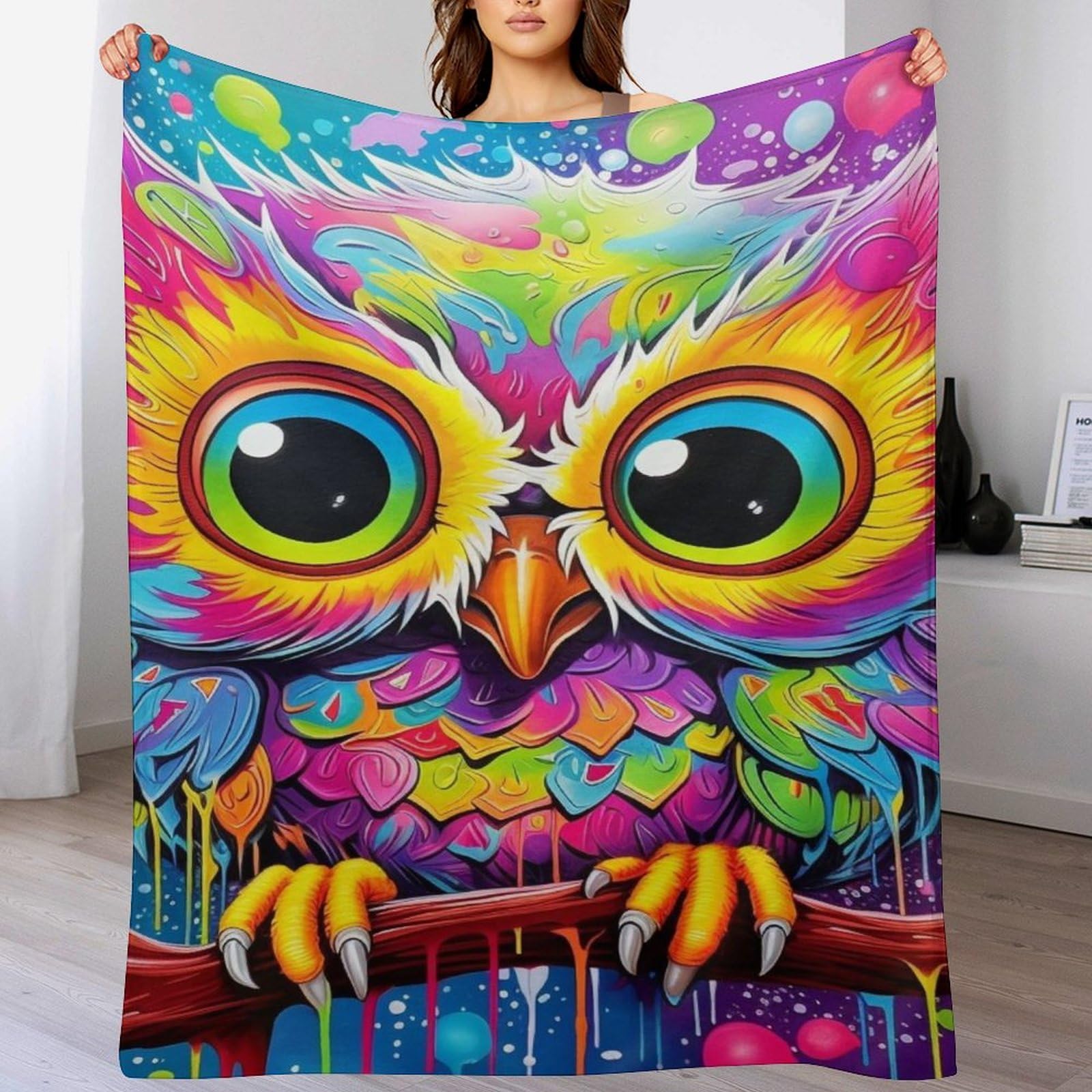 Couverture polaire flannel hibou pour améliorer le sommeil en douceur