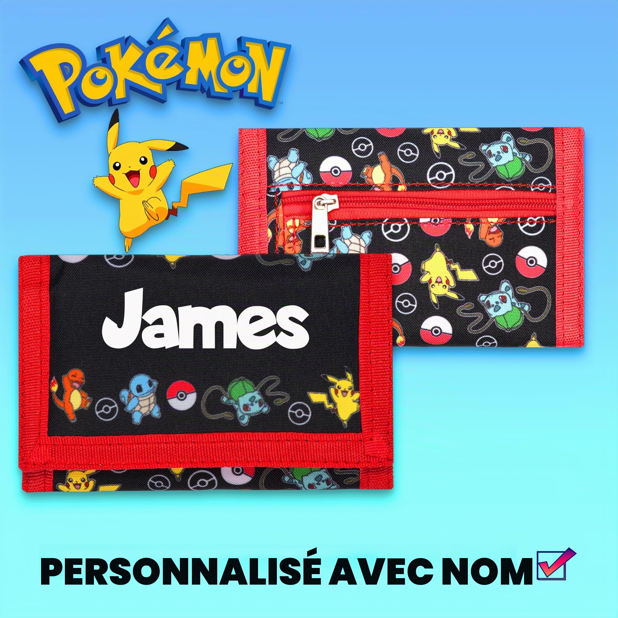 Pokémon – Portefeuille personnalisé pour enfants – Cadeau parfait pour les enfants – Design durable et amusant pour garçons et filles, Rouge