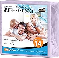 Vista 53 de Utopia Bedding - Protector de colchón de tamaño individual impermeable, paquete de 14 unidades, funda de colchón de rizo de 200 GSM, funda de cama