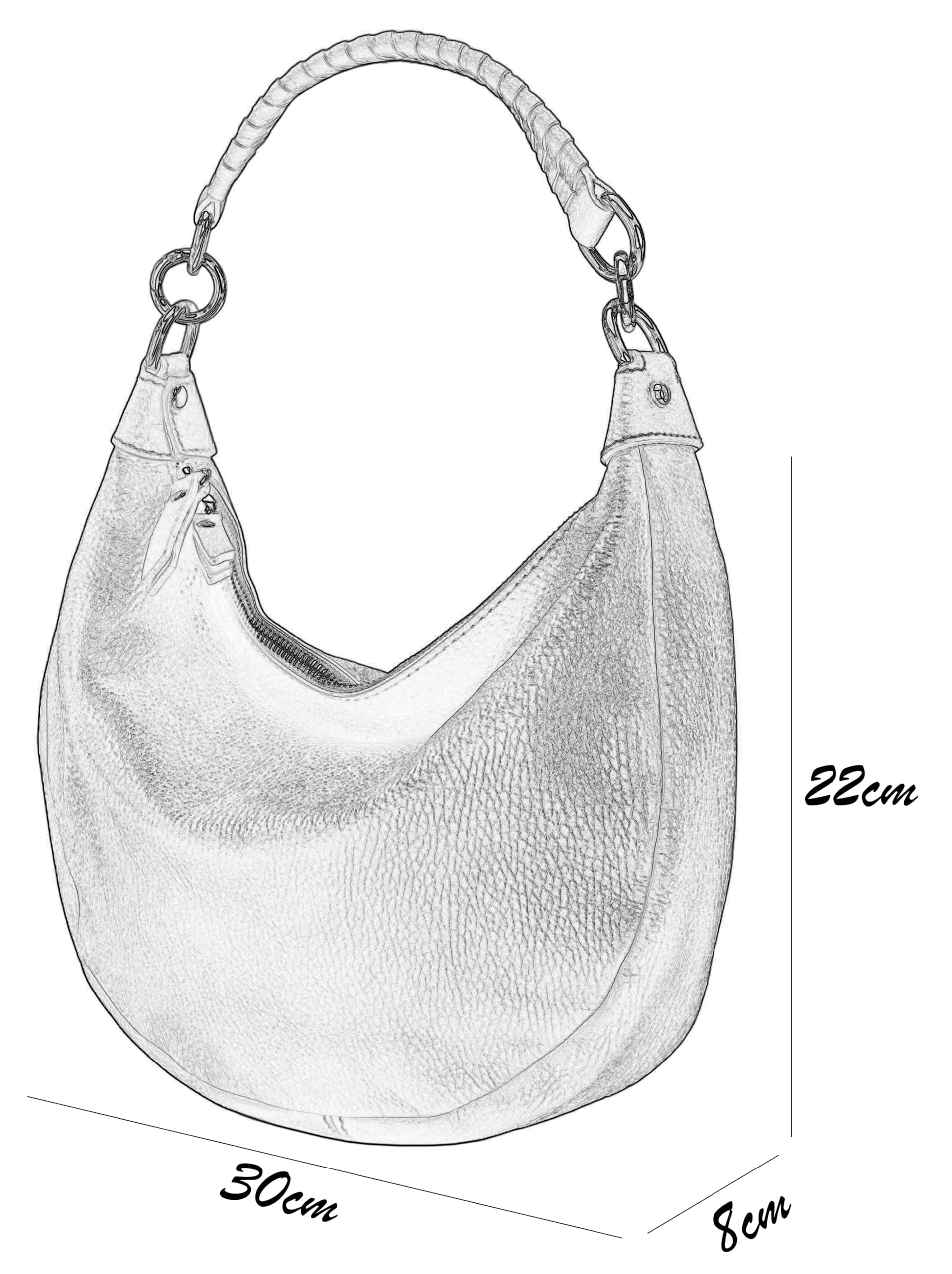 SH Leder Prawdziwa damska torebka w kształcie półksiężyca stylowa torebka bananowa torba na ramię skóra 30 x 22 cm Mina G668