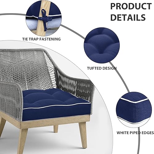 Miniatura 6 de Favoyard Cojines de patio de 19 x 19 pulgadas, para interiores y exteriores, resistentes al agua, para muebles de patio, color sólido por 3 años,