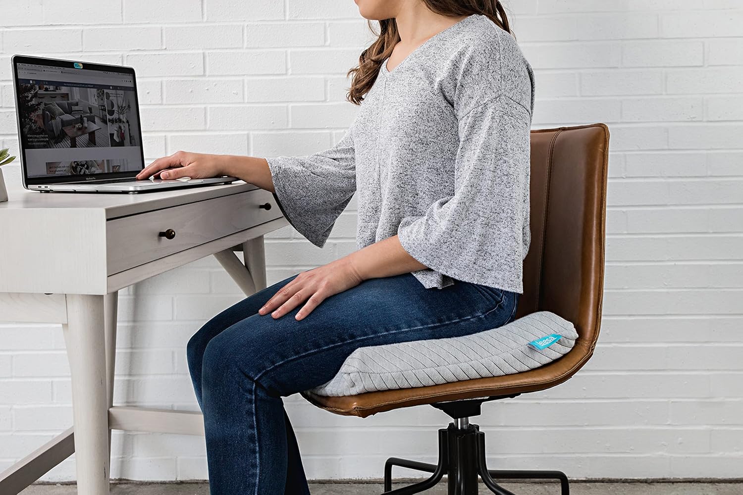 Leesa Memory Foam Seat Cushion for Office Chair/Pressure Relieving for Back Support, Grey : Office Products