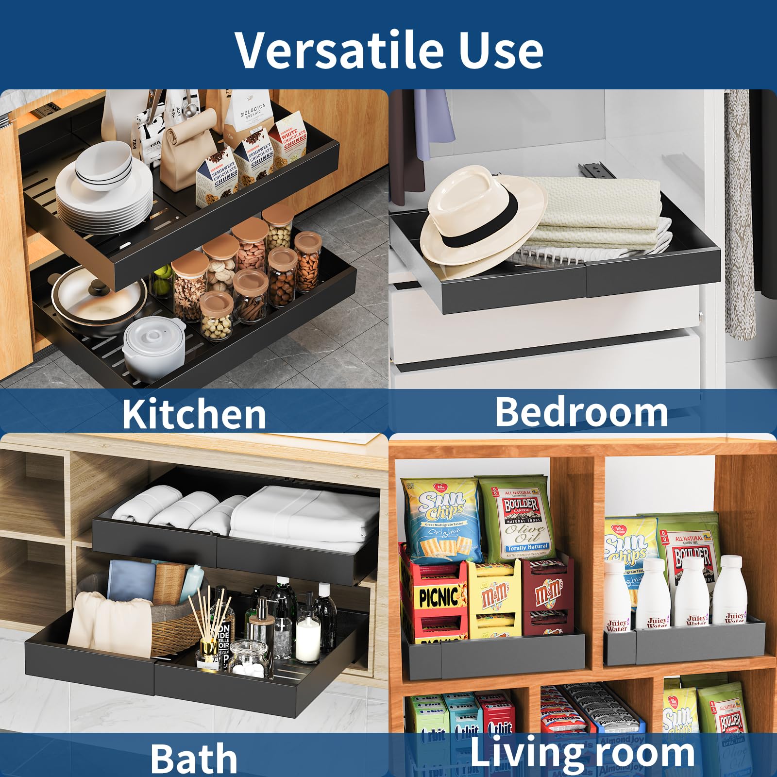 Kitchen Base Cabinet Storage Pull Out Cabinet Organizer - Expandable ...