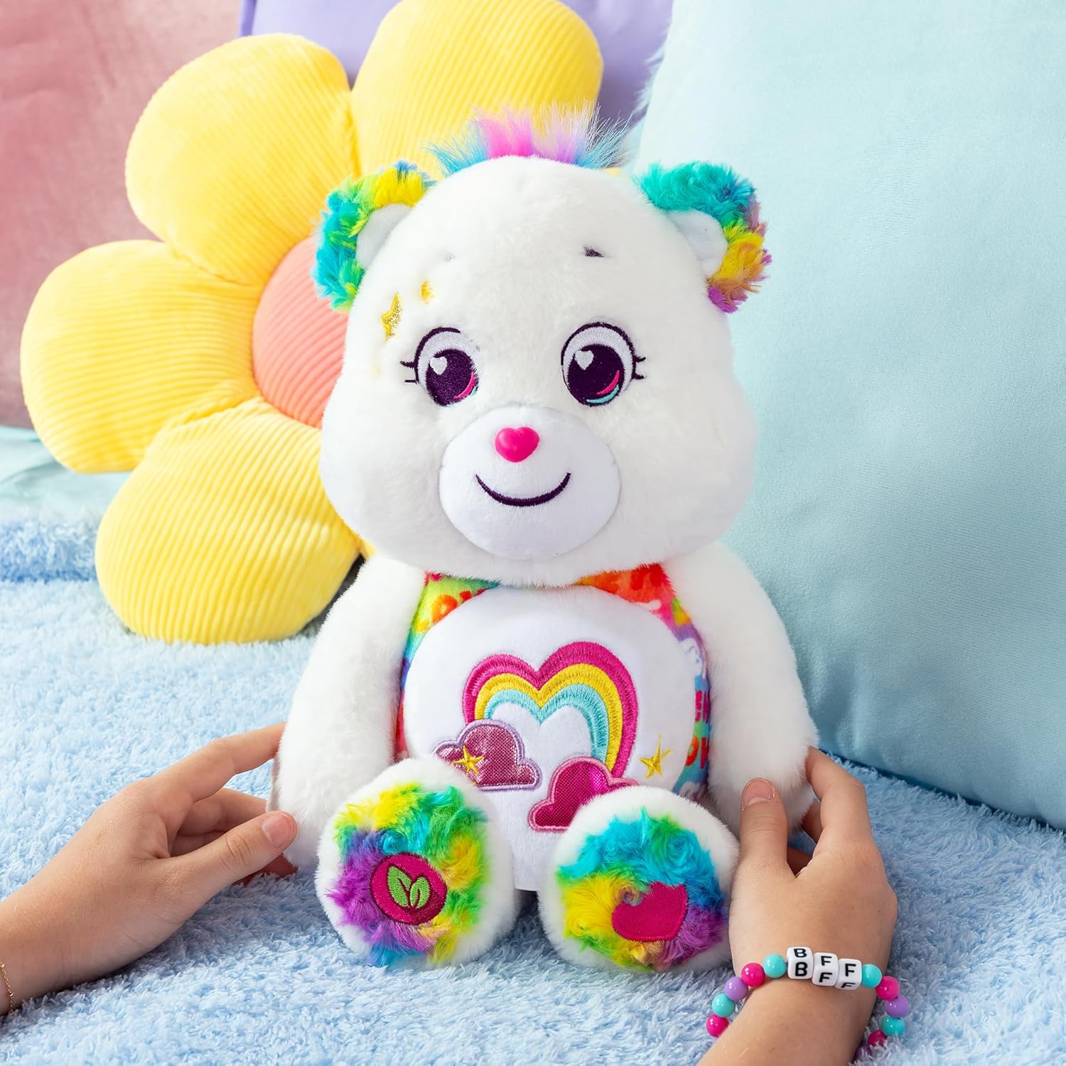 Care Bears Medium Plush - True Friend Bear - Perfect Stuffed Animal Holiday, Birthday Gift, Super Soft and Cuddly – Good for Girls and Boys, Employees, Collectors