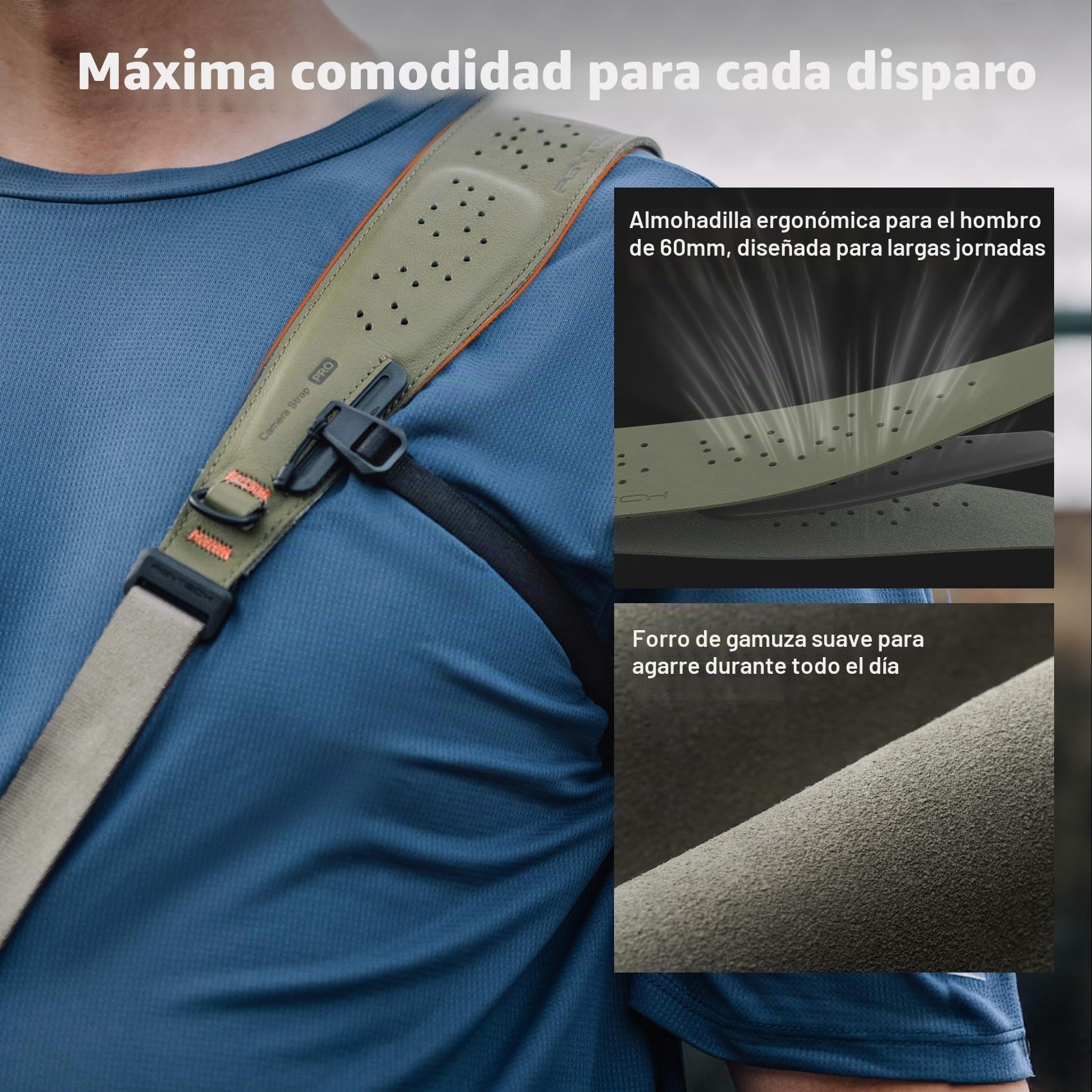 PGYTECH Camera Strap Pro, Correa Hombro Resistente de Liberación Rápida Con Correa Axilar Desmontable, Arnés Profesional