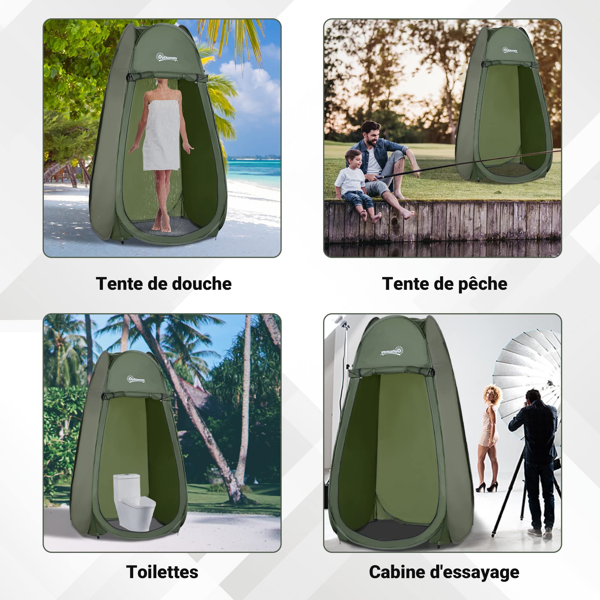 Tente de Douche Pliable Pop-up Automatique instantanée Cabinet de Changement Camping Polyester