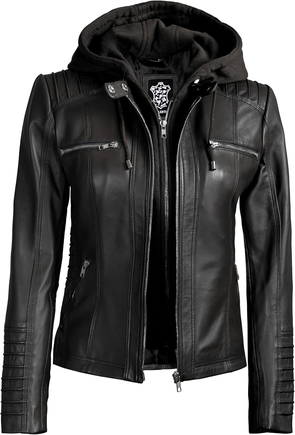 Blingsoul Leather Jacket Women - Real Lambskin Womens Leather Jackets with Detachable Hood - Image 4