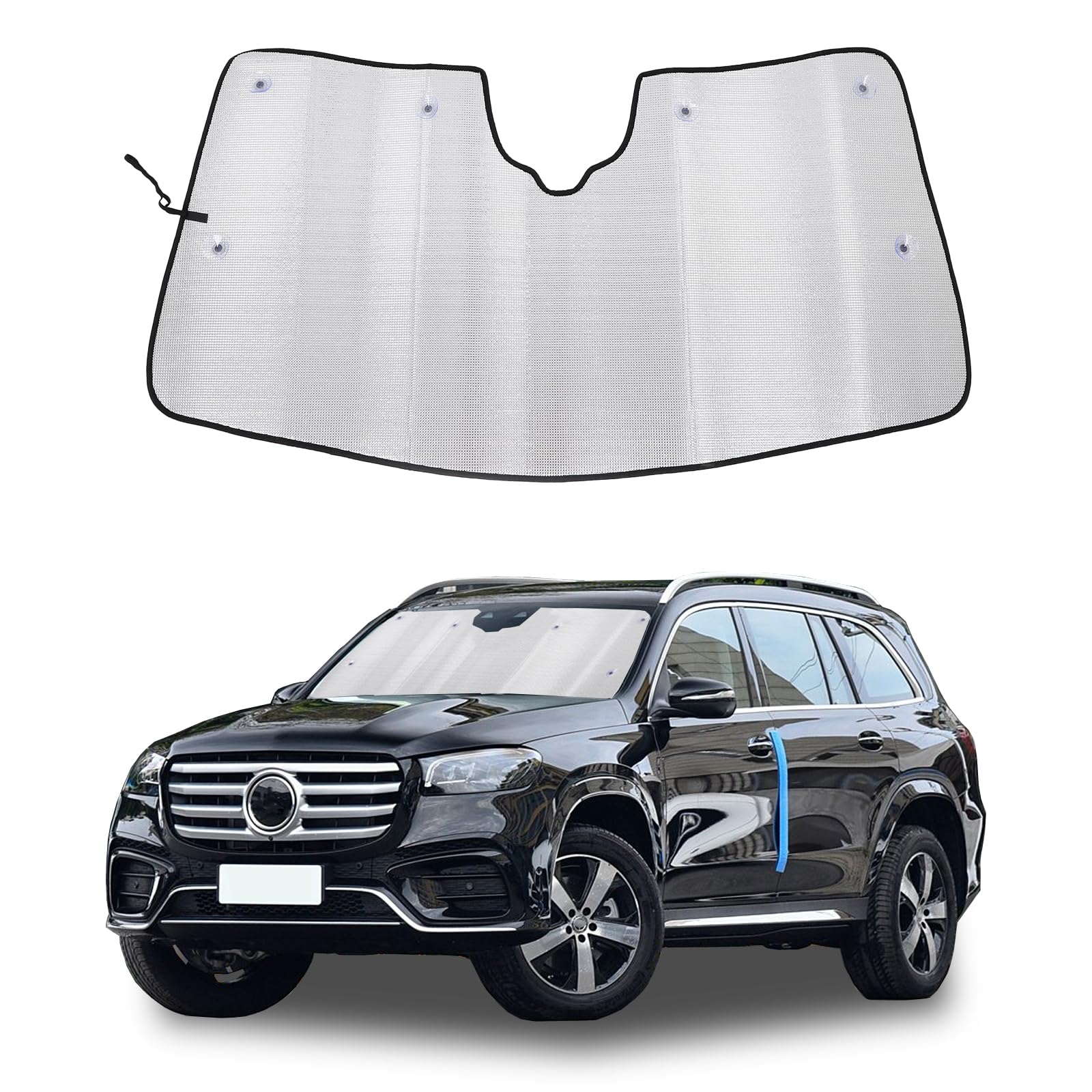 Windshield Sun Shade Foldable Compatible with Mercedes Benz GLS Class X167 2020-2025, Custom Front Windshield Sun Shade, Automotive Interior Sun Protection, Keeps Your Vehicle Cool