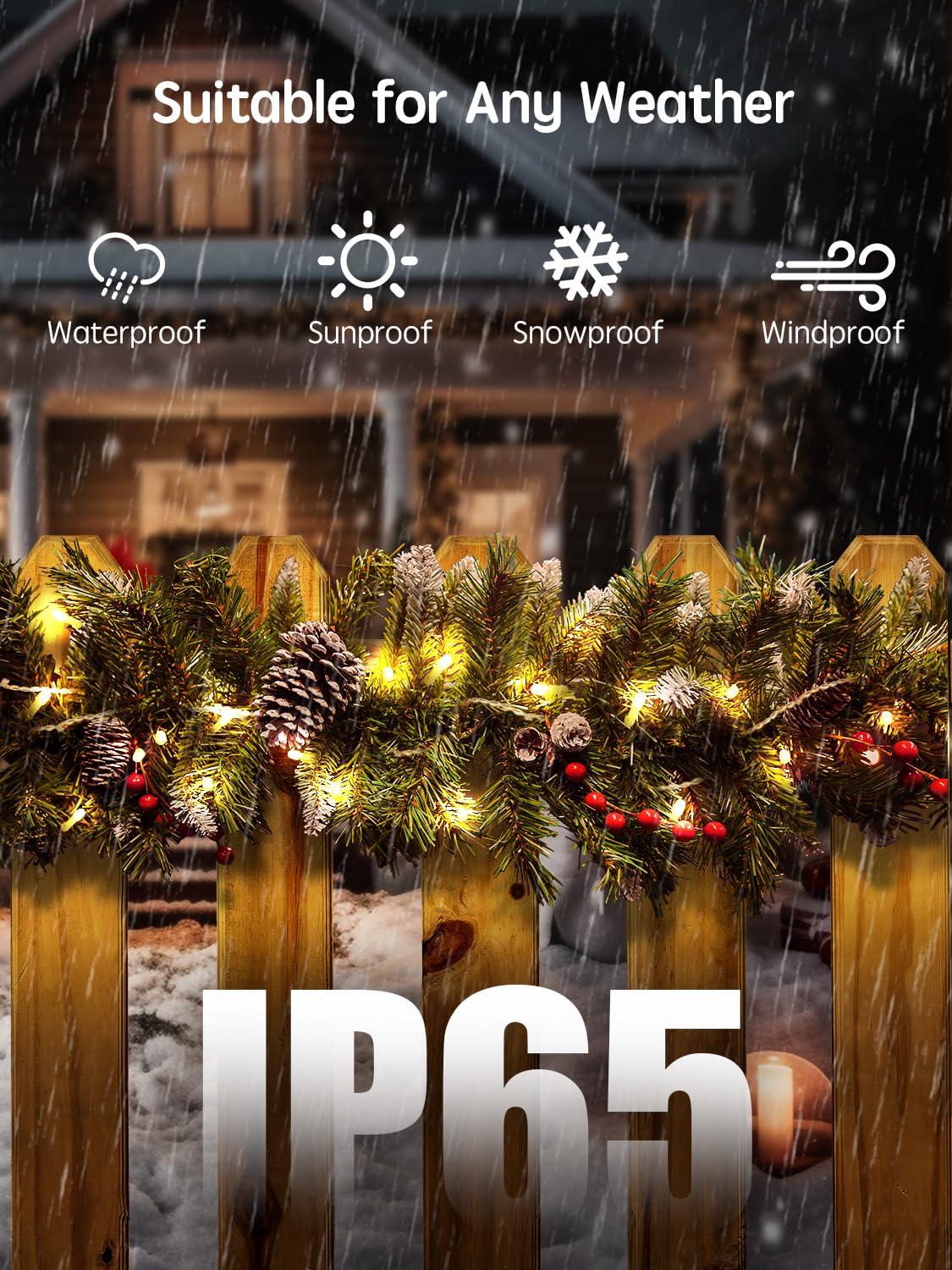 ARKOCHIC 35M Luci Natale Esterno, 300 LED Luci Albero Di Natale con 8 Modalità, IP65 Impermeabile Bianco Caldo Fatate Catena Luminosa Decorazioni Natalizie Per Esterno E Interno Giardino, Balcone
