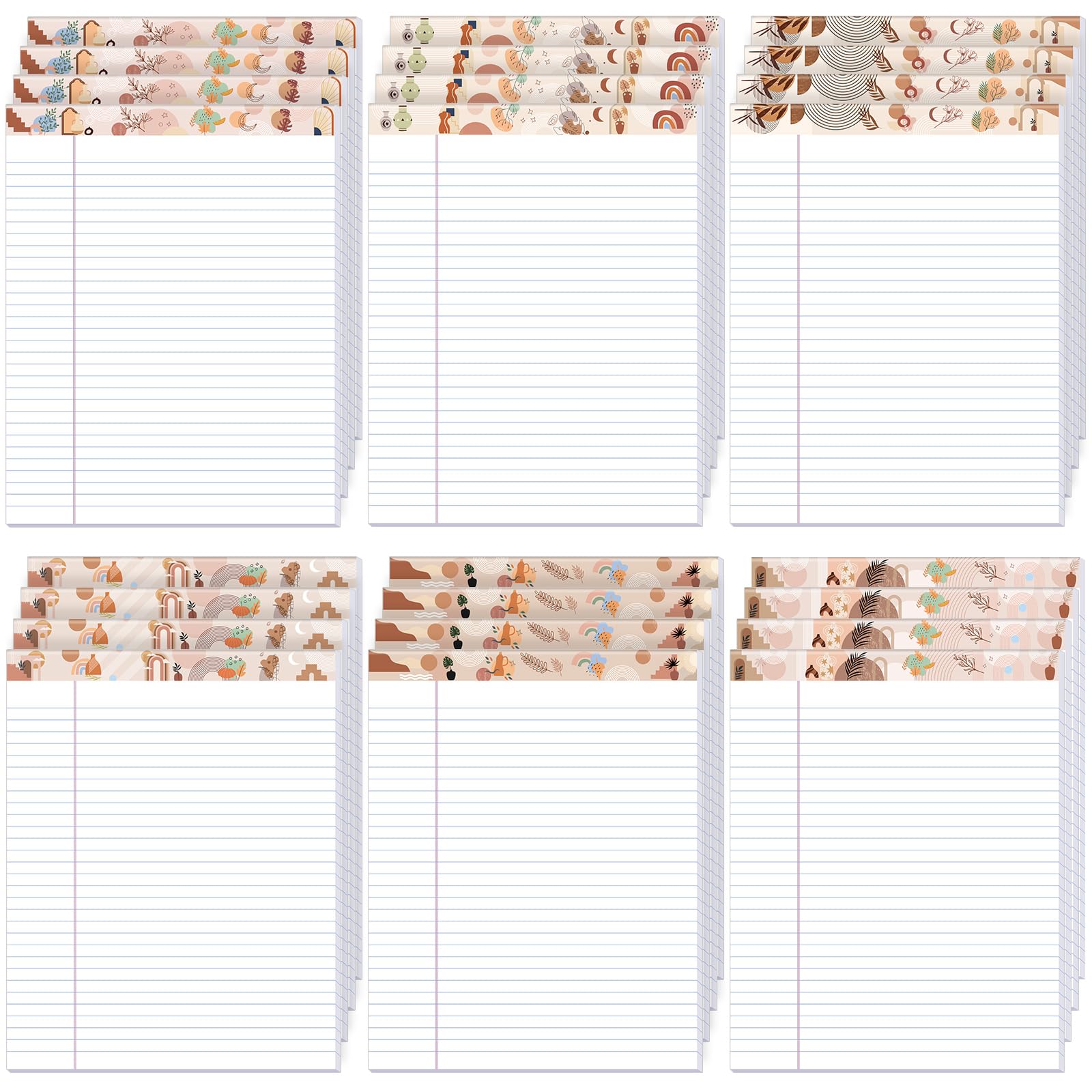 Ctosree 24 Pcs Lined Legal Pads 8.5 x 11 Paper Note Pads 50 Sheets Wide Ruled Writing Pads for Office College Home Supplies, White