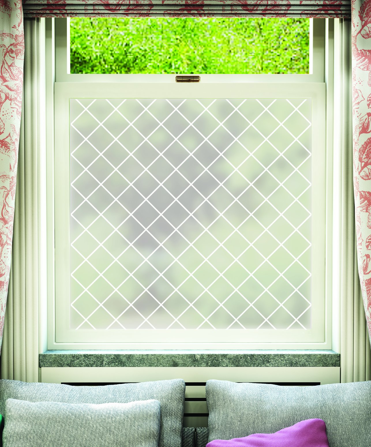 The Window Film Company WPF02760x2AMZ Rombo Print on Frostbrite Film, White, 760 mm x 2 M