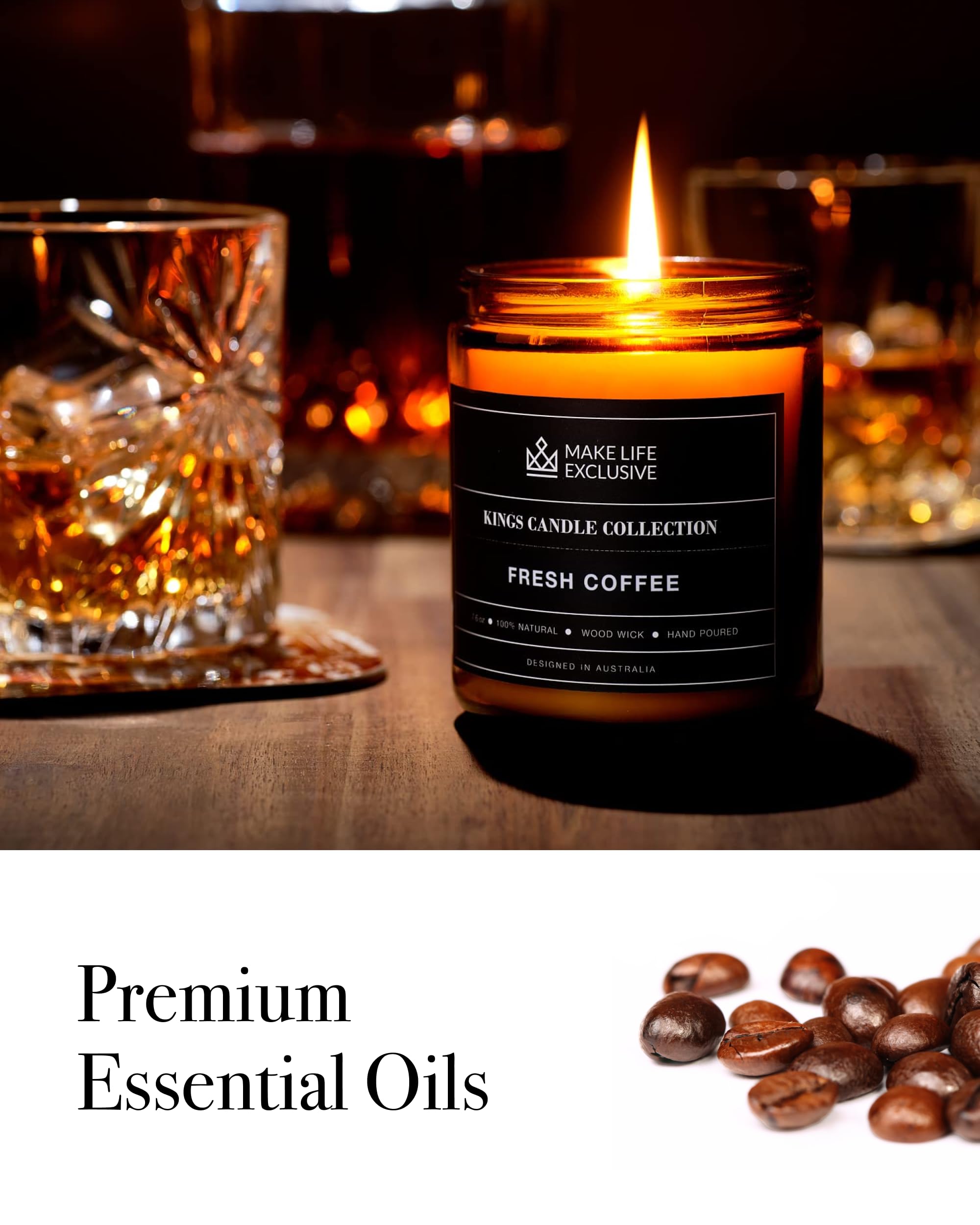Świece zapachowe dla mężczyzn, świeża kawa, zapachy espresso, drewniany knot, długotrwałe, męskie zapachy, naturalna świeca w słoiku sojowym do domu, podkładka kawalerska i kawalerska, idealny prezent