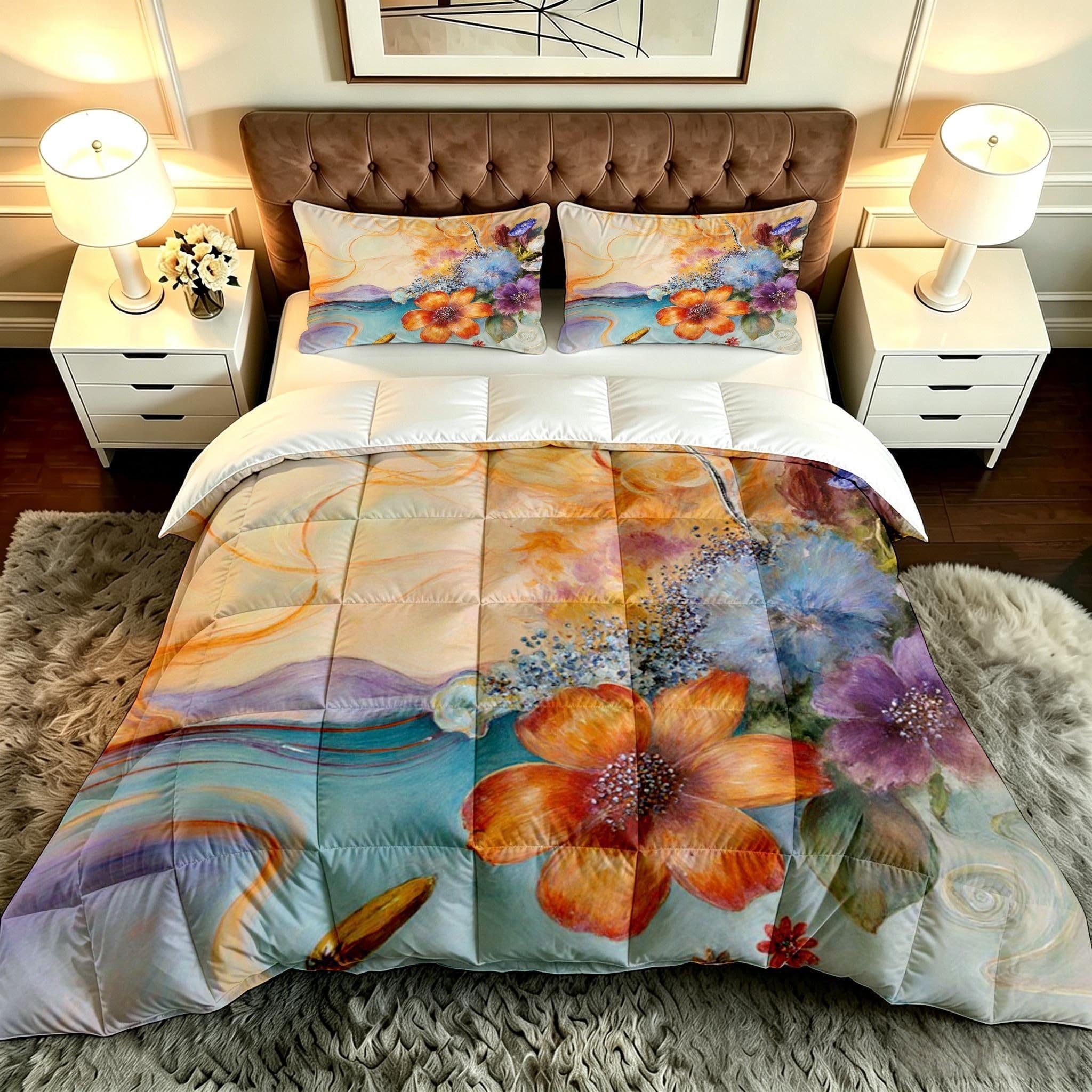 Grandi Dimensioni Piumino 260x240 Fiore Colorato con 2 Federe-A47