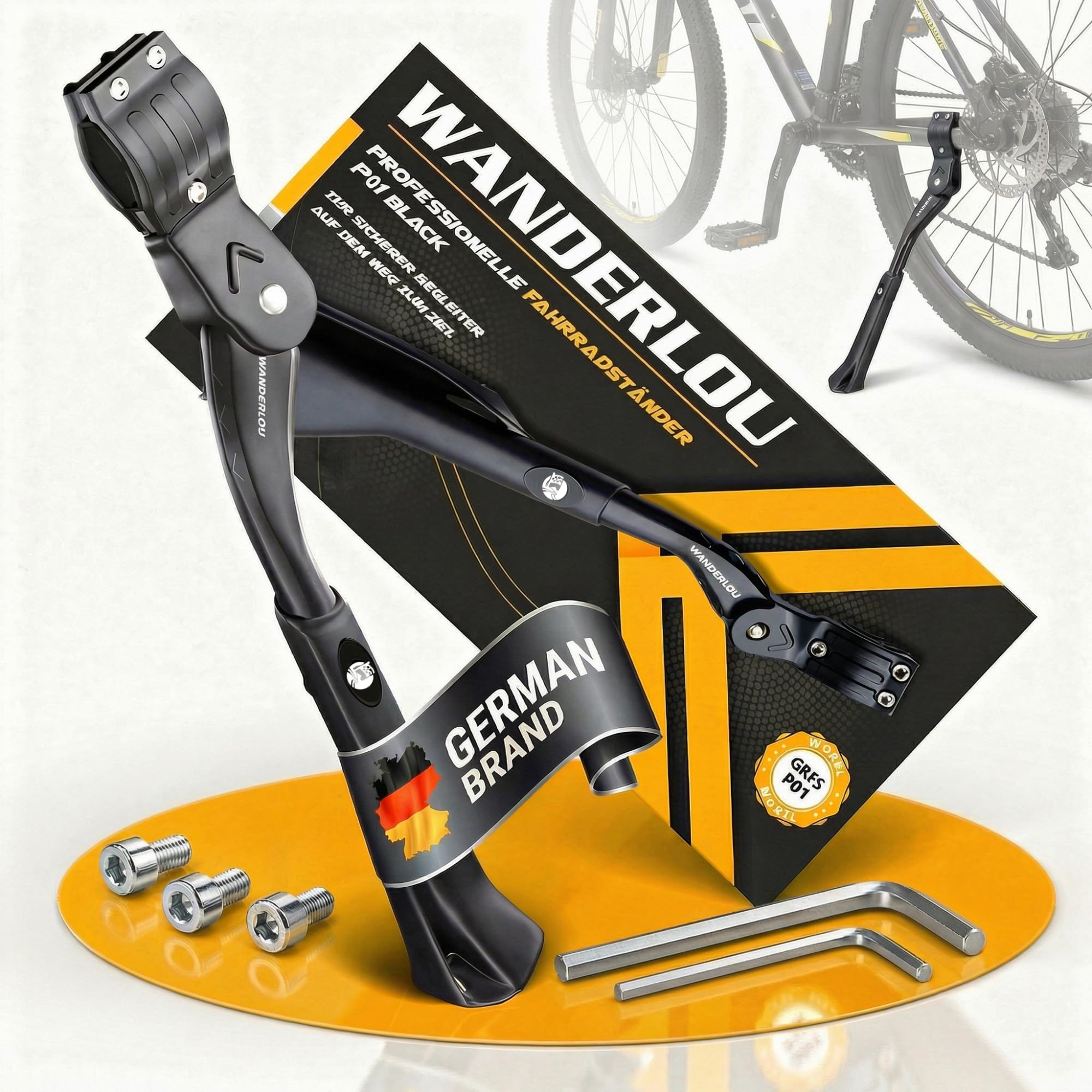 WANDERLOU Fahrradständer 24-29 Zoll Professional Extra Stabil 45 Kg+ | Fahrradständer Mountainbike/E-Bike/Citybike | Fahrrad Ständer mit rutschfeste und Robuste Bauweise | fahrradständer hinterrad
