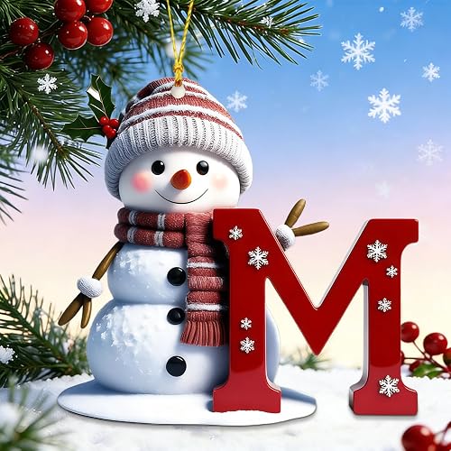 Snowman Letter Name Ornaments for Christmas Tree, 2D Christmas Decoration