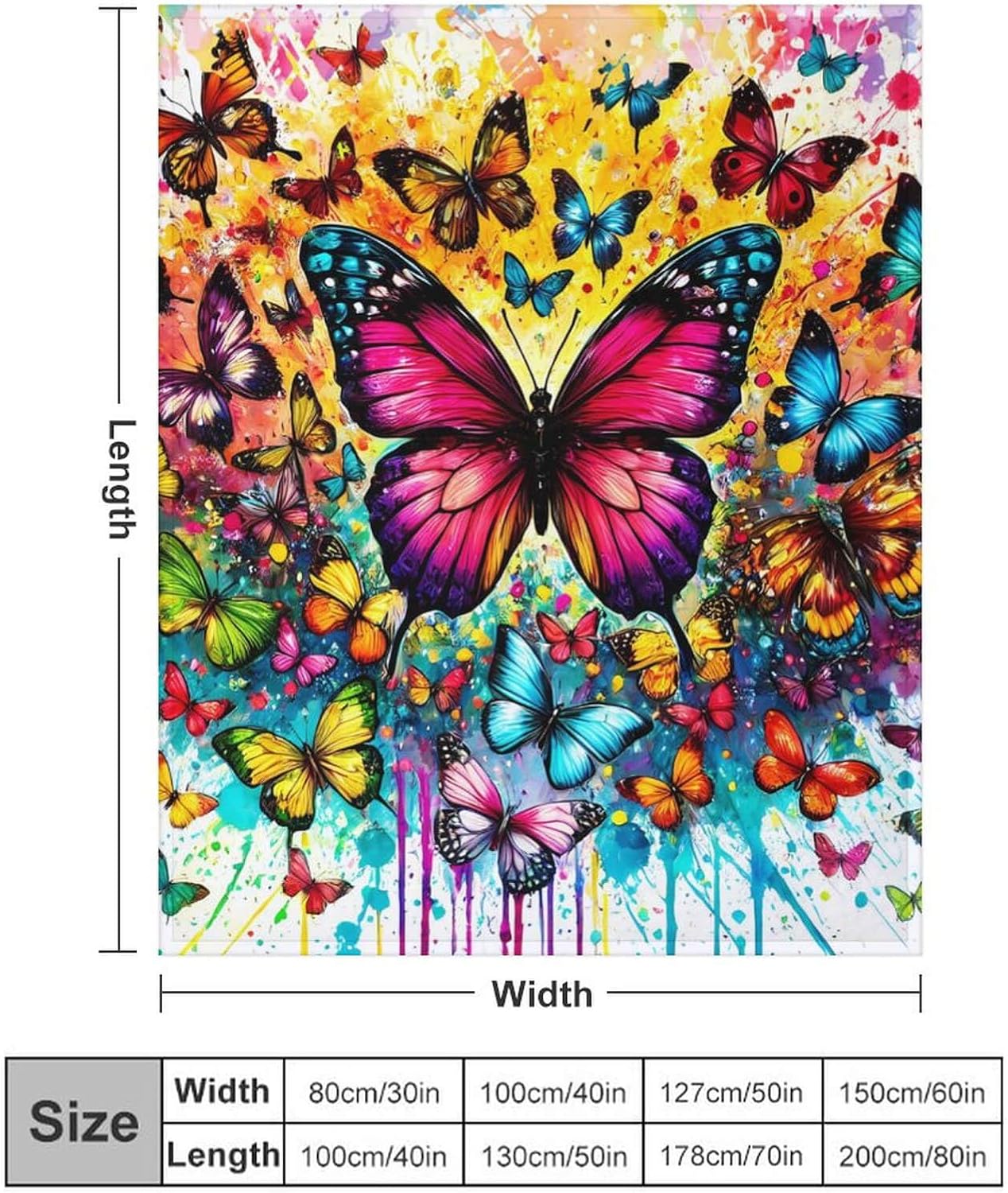 Butterfly Throw Blanket - Soft Flannel Butterflies Blankets for Girls Boys Kids - Warm Butterfly Throw Blankets for All Season Lap, Chair, Sofa - 50"x40"