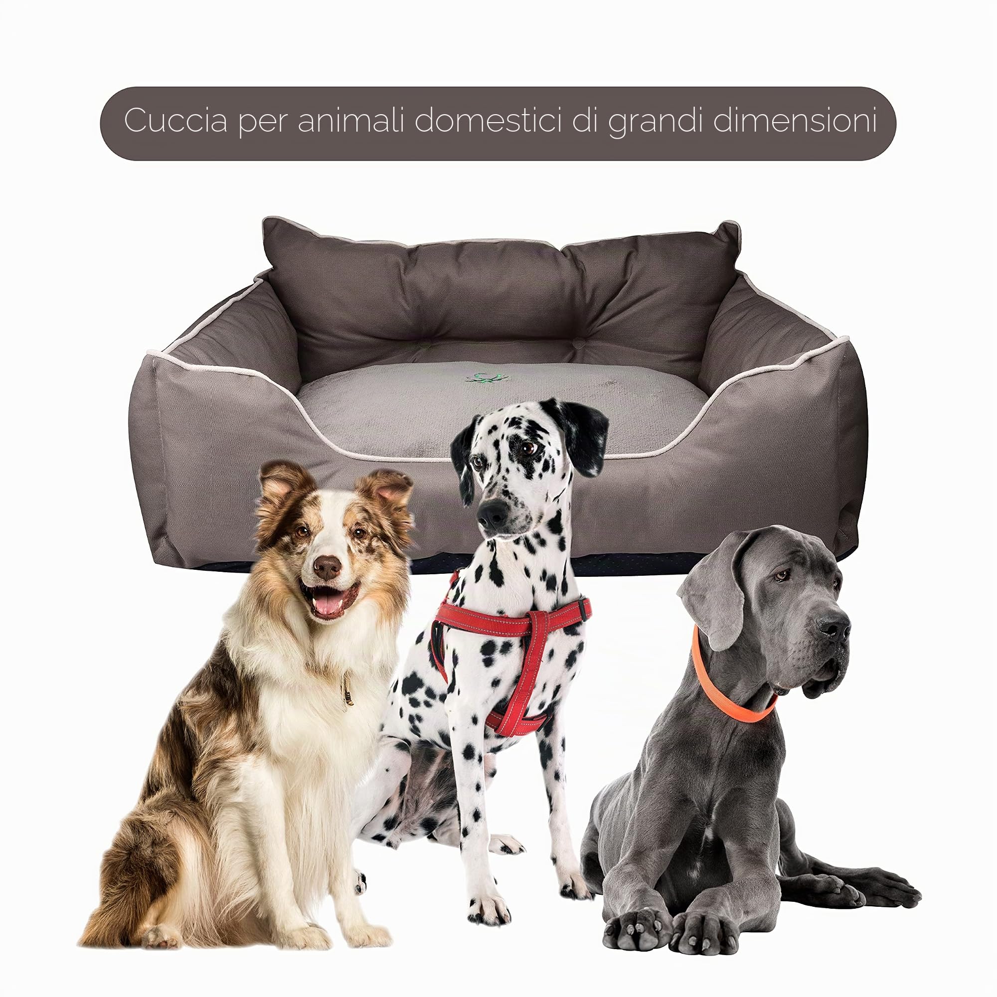 UNITED COLORS OF BENETTON. Pets | Cama para Mascotas | Color Marrón | Medidas 90x70x28 cm | Cama Ergonómica para Perros Grandes | Funda Lavable a Máquina