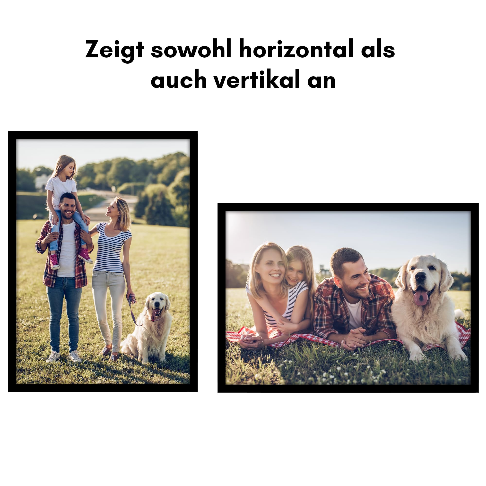Americanflat Din A3 Bilderrahmen Set (5er Pack) - schmaler Fotorahmen mit poliertem Plexi-Scheibe - integrierte Aufhängung für Hoch- und Querformat - Schwarz