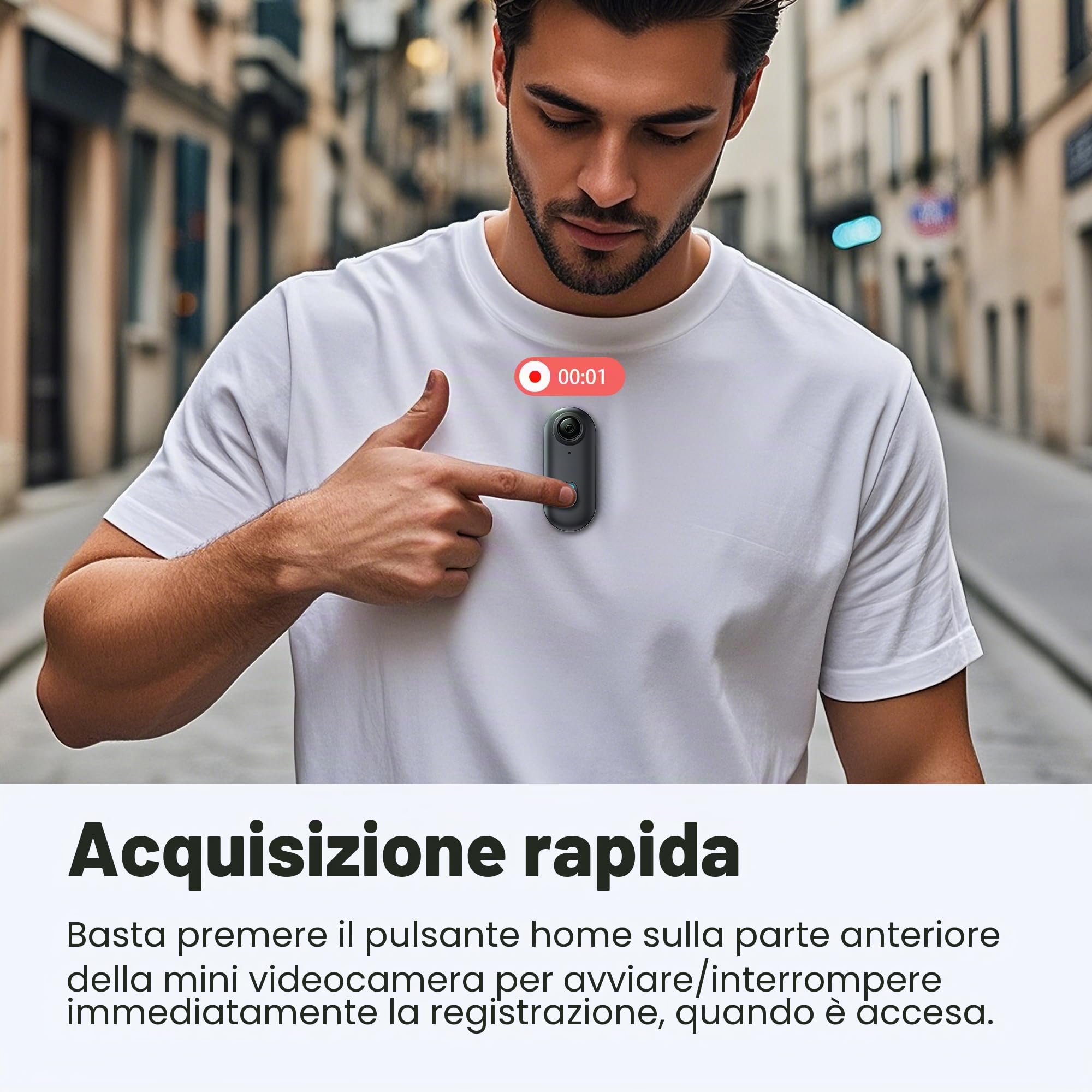Meoilkolnm Mini videocamera da 128 GB FHD 1080P, action body cam indossabile, videocamera portatile di alta qualità per la sicurezza, lavoro, guardia, viaggi (nero)