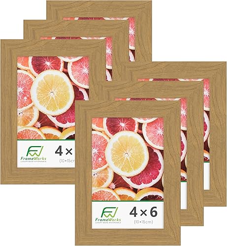 Vista 82 de FrameWorks Marcos de fotos clásicos de madera de 12 x 16 a 8 x 12 pulgadas con vidrio templado, roble dorado, paquete de 6