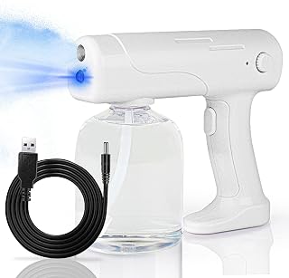 Handheld Blue Light Nano Spray Gun, Atomizable Nano Sprayer, electrostatic Nano Atomizer, Portable Nano Sprayer, Ideal for Travel or Everyday use at Home (White)